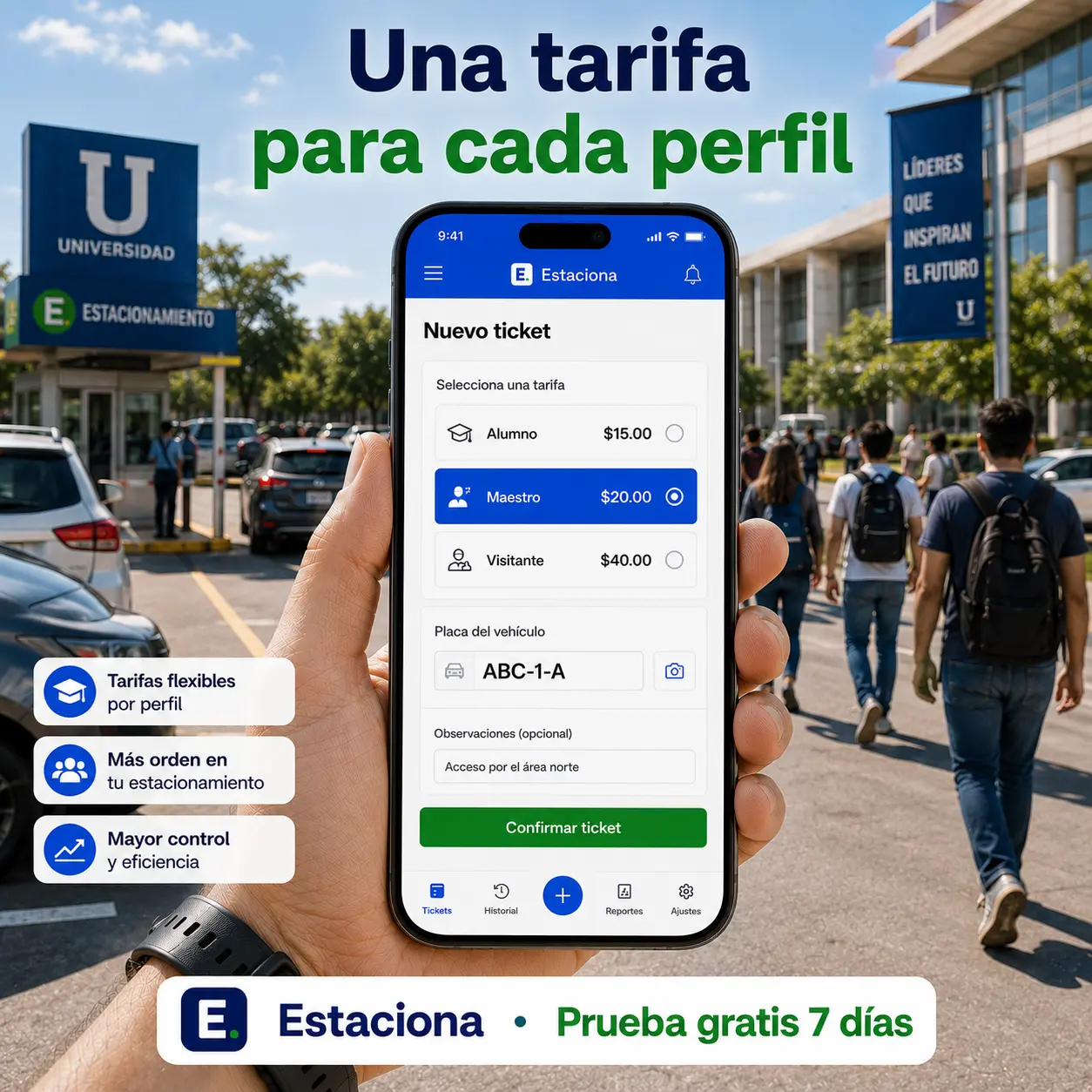 Caso de uso: estacionamiento universitario